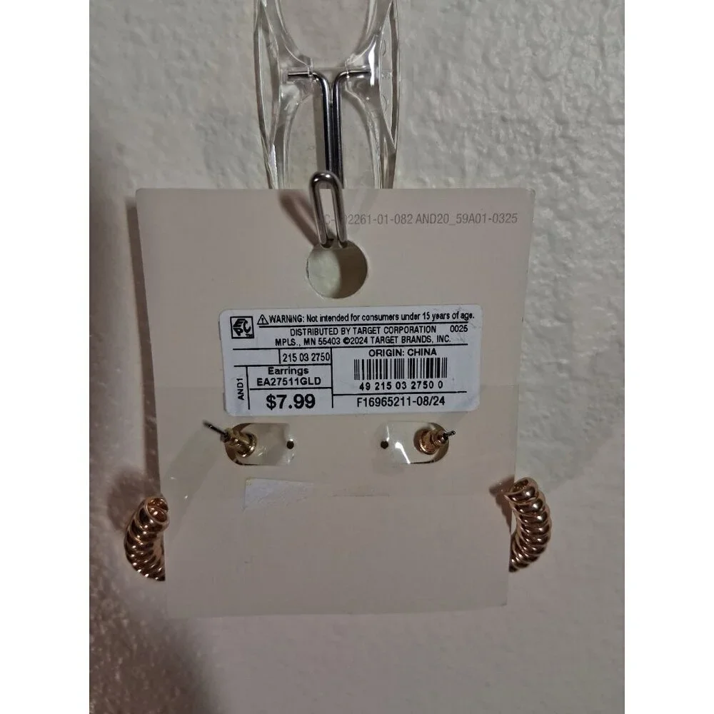 NWT A New Day Hoop Earring Set Gold Nickel Free Spiral Coil Style